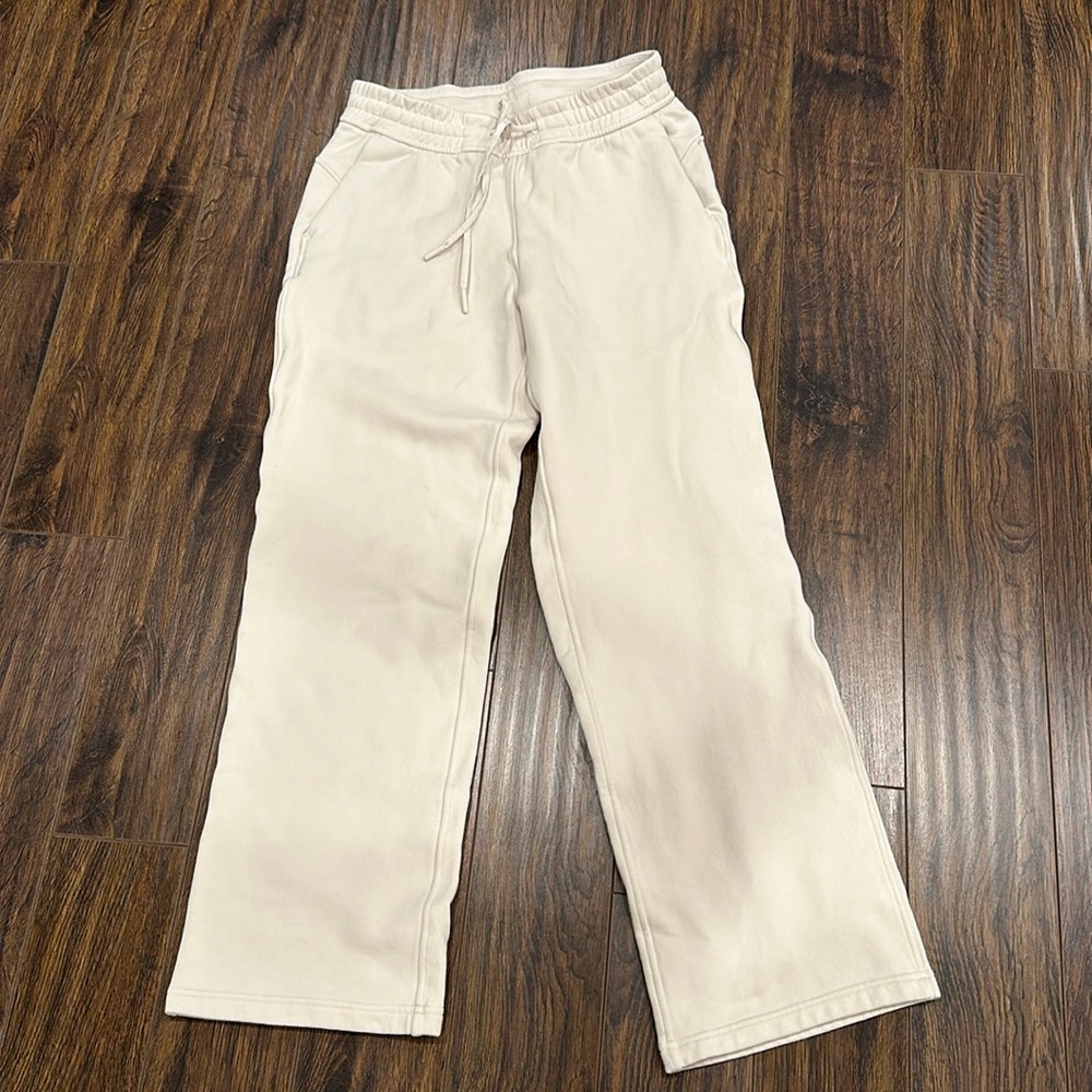Lululemon lounge full straight leg sweatpants cream color